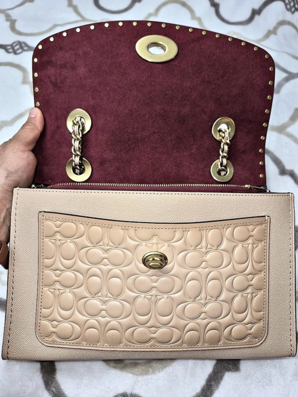 Coach Parker Shoulder Bag White & Tan - Picture 2 of 7